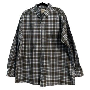 ROWM Men's Blue and Gray Plaid 100% Cotton Button Down XLT Shirt